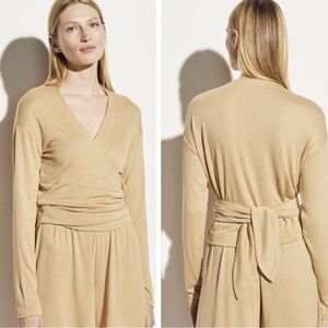 VINCE Lounge Wrap Vneck Long Sleeve Rayon Sweater Cardigan Top